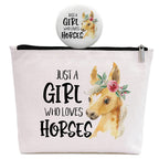 GevGuxLuo Horses Gifts for Horse Lovers, Birthday Gift for Best Friend Sister, Horse Accessories, Animal Lovers Makeup Bag Zippe
