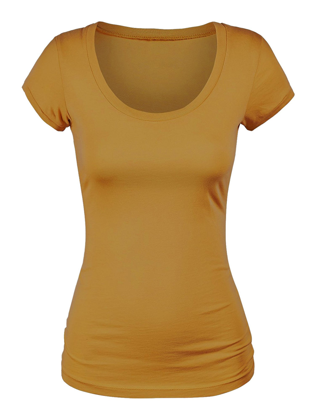 Emmalise Women's Short Sleeve Tshirt Scoop Neck Tee Value Set (3Pk, Olive, Burgundy, Mustard, Small)