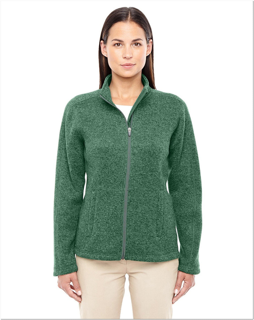 Ladies Bristol Full-Zip Sweater Fleece Jacket - gREY HEATHER - XS(D0102H763M8)