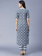 ANNI DESIGNER Ladies Cotton Blend Kurta with Trousers, grey, M