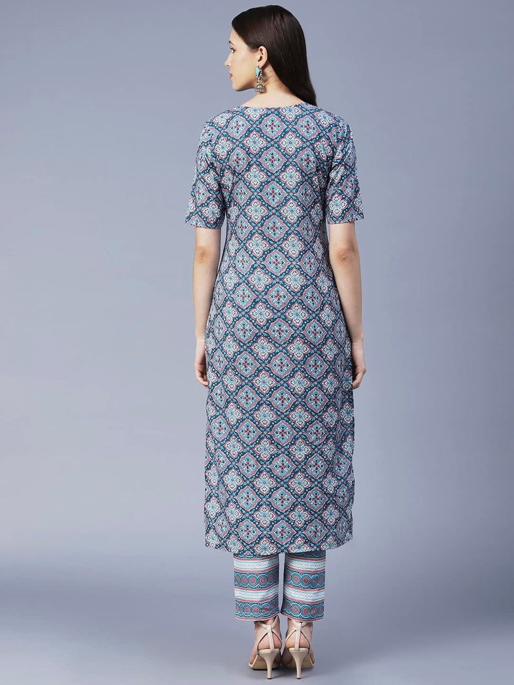 ANNI DESIGNER Ladies Cotton Blend Kurta with Trousers, grey, XXL