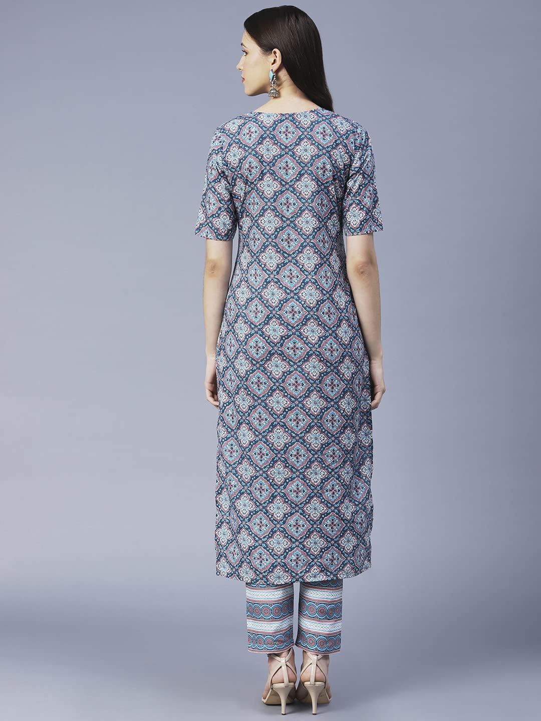 ANNI DESIGNER Ladies Cotton Blend Kurta with Trousers, grey, XXL