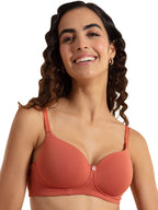 Nykd Wireless Everyday Cotton T-Shirt Bra For Women Daily Use - Wire-Free Shaping Bra, Padded, 3/4Th Coverage - Nyb094 (Orange,3