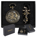 Tiong Fullmetal Alchemist Anime Pocket Watch with Chain for Cosplay Pendant Accessories with Gifts Box(Bronze White)