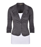 AulinA collection Womens casual Work Solid color Knit Blazer Heath charcoal 3X