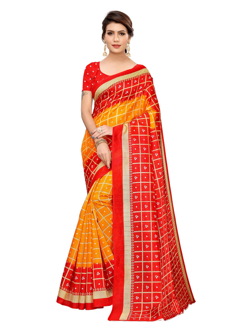 Satrani Women Art Silk Saree(1159ST88_Yellow_One Size)