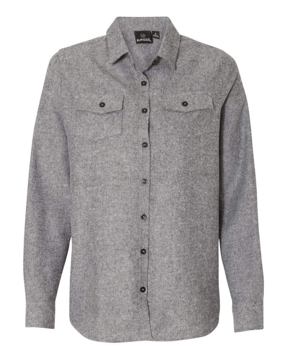 Burnside Ladies' Solid Flannel Shirt M HEATHER GREY