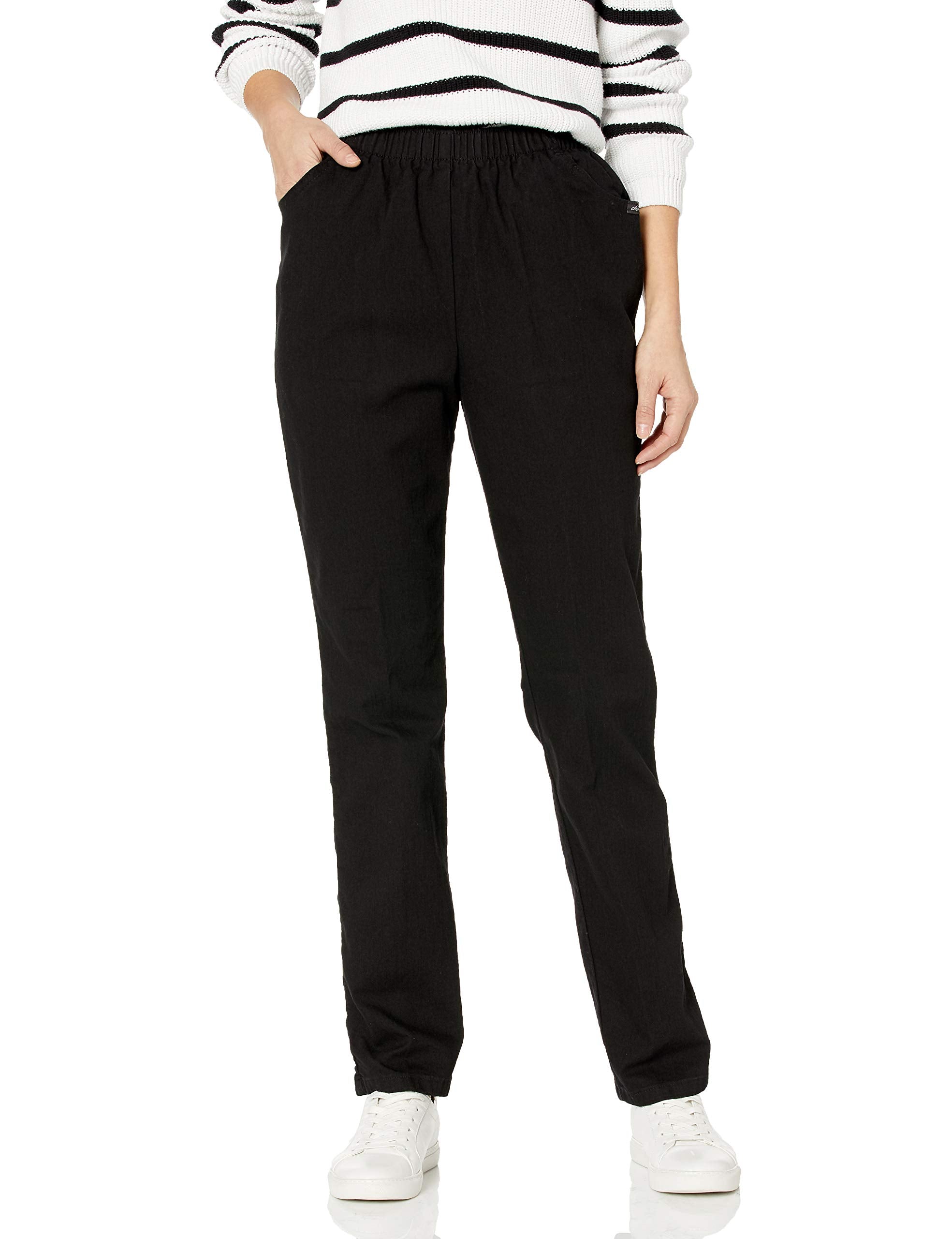 chic classic collection Womens Stretch Elastic Waist Pull-On Legging Pant Black Denim 10 Petite