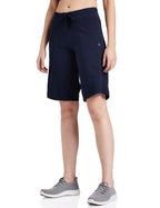 Enamor Essentials Womens Mid Rise Slim Fit Breathable Stretch Cotton Knee Length City Shorts with Invisible Zipper Pockets- E044
