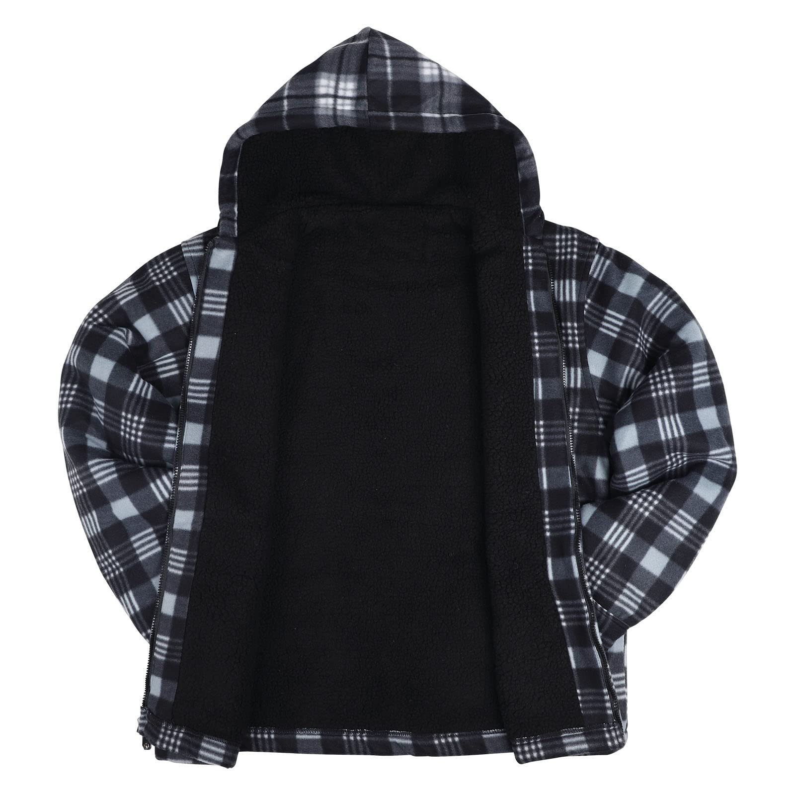 Gary Com Heavy Thick Plaid Flannel Jacket Sherpa Fleece Lined Zip Up Winter Warm Buffalo Coat Zipper Big and Tall Hoodies for Me