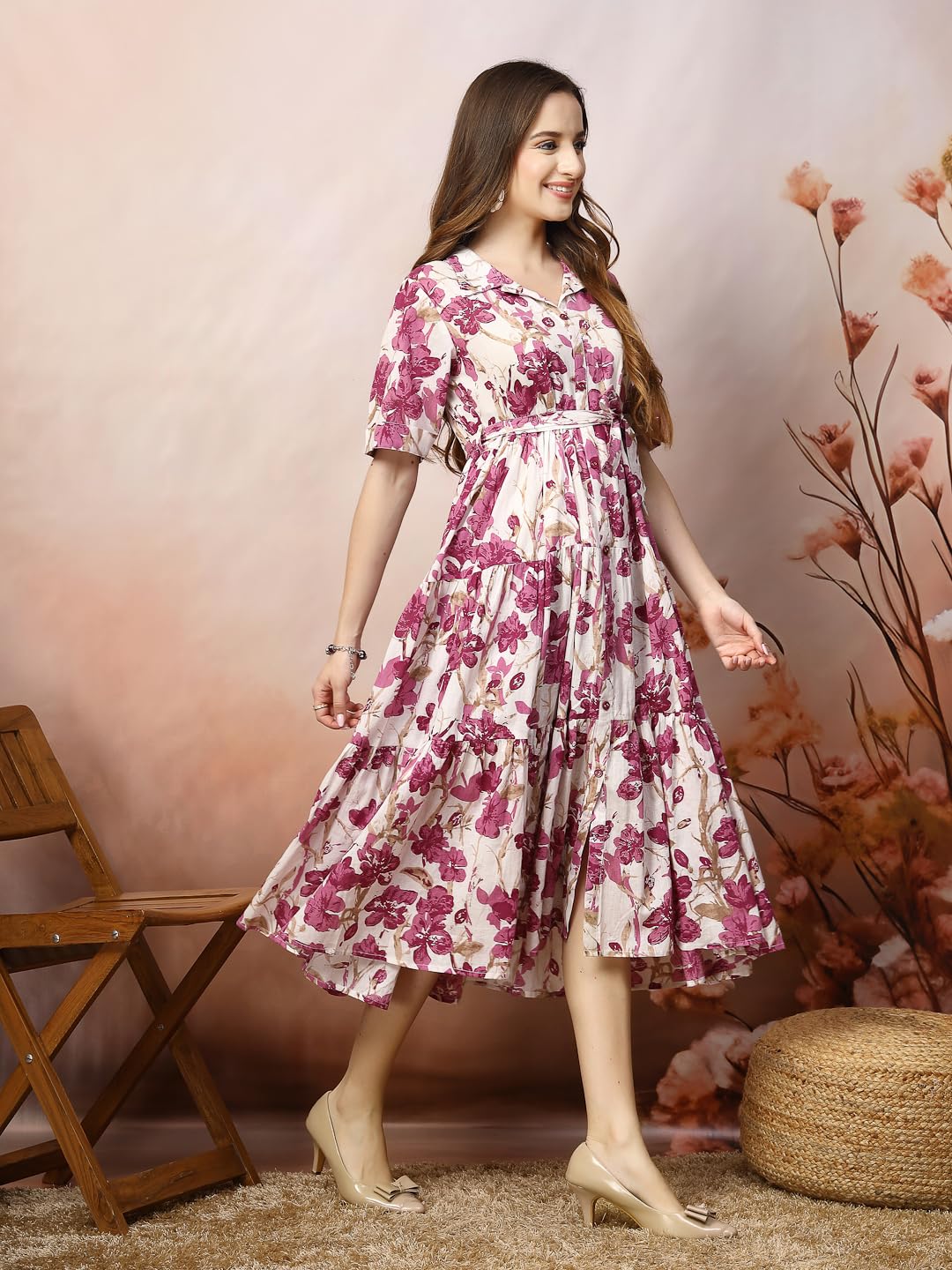 Stylum WomenS Floral Printed Cotton Flared Dress