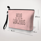 Hglian Hello Gorgeous Makeup Cosmetic Bag Cute Zipper Wristlet Pouch for Purse Travel Accessories Organizer Birthday Gifts for W