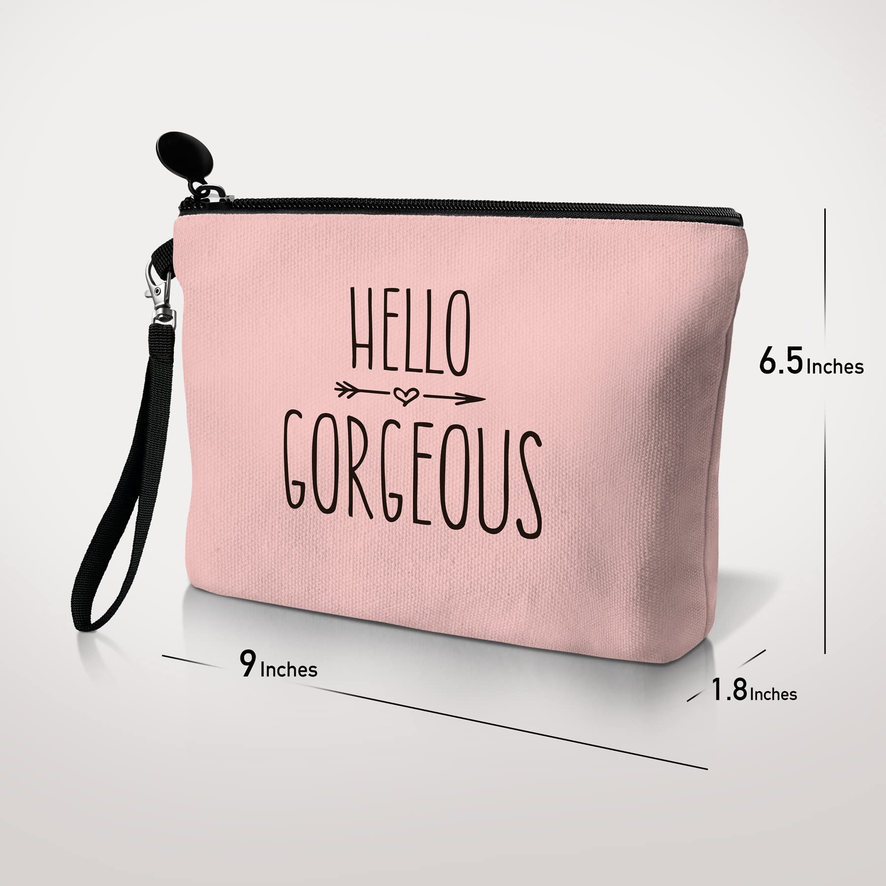 Hglian Hello Gorgeous Makeup Cosmetic Bag Cute Zipper Wristlet Pouch for Purse Travel Accessories Organizer Birthday Gifts for W