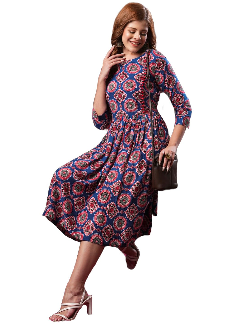 ANNI DESIGNER Womens Rayon Blend Printed Anarkali Kurta (Kerabh Blue_XL_Blue_X-Large)