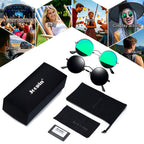 Joopin Round Sunglasses Circle Sun Glasses Polarized UV400 Trendy Teashades Circular Shades for Men Women Halloween Costume (Bla