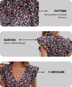 GRECIILOOKS Western Dress for Women| Floral Print Wrap V Neck Dress| Ruffle Sleeve Western Dress| Mini Summer Short Dress| Dress