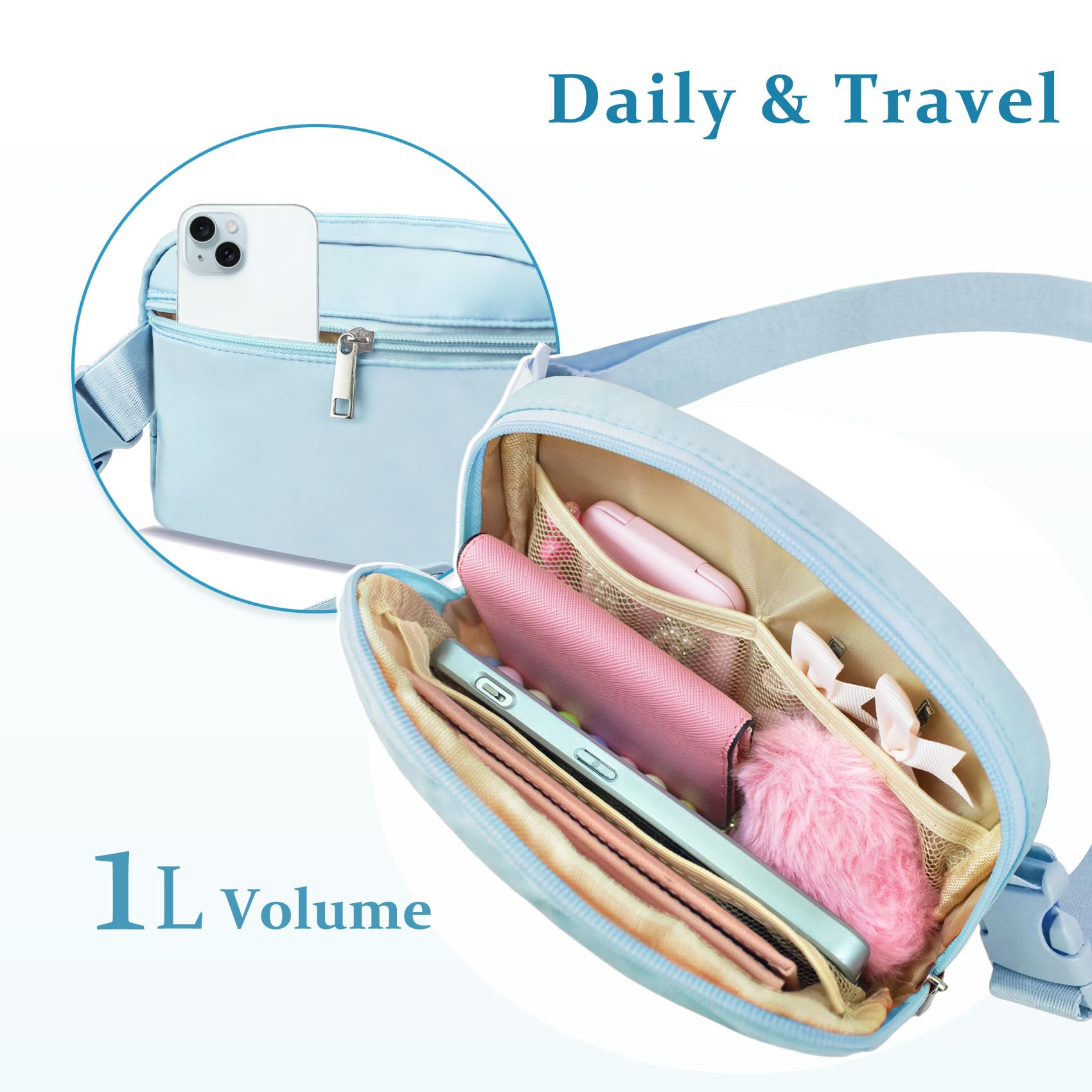 COSHAYSOO Blue Belt Bag Fanny Waist Pack Small Unique Gifts for Women Teen Girls Birthday Graduation Halloween Thanksgiving Chri