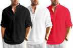 Zartha Combo Of Men Solid Cotton Blend Straight Kurta Shirt Pack Of 3