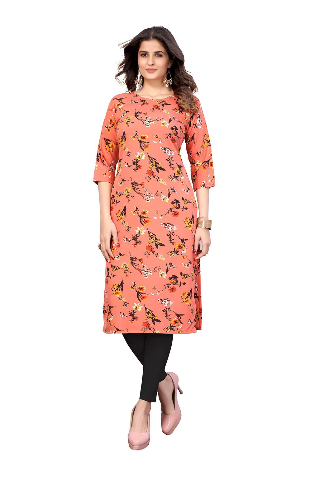 Lookmark Women'S Crepe Regular Kurta (K1050- Peach_Xl)