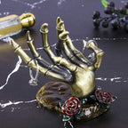 YU FENG Gothic Rose Skeleton Hand Jewelry Holder for Halloween Decor Rings Necklaces and Jewellery Accessories Hand Form Display