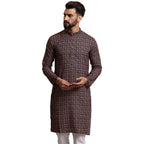 SOJANYA (Since 1958 Mens Pure Cotton Black & Peach Printed Only Long Kurta