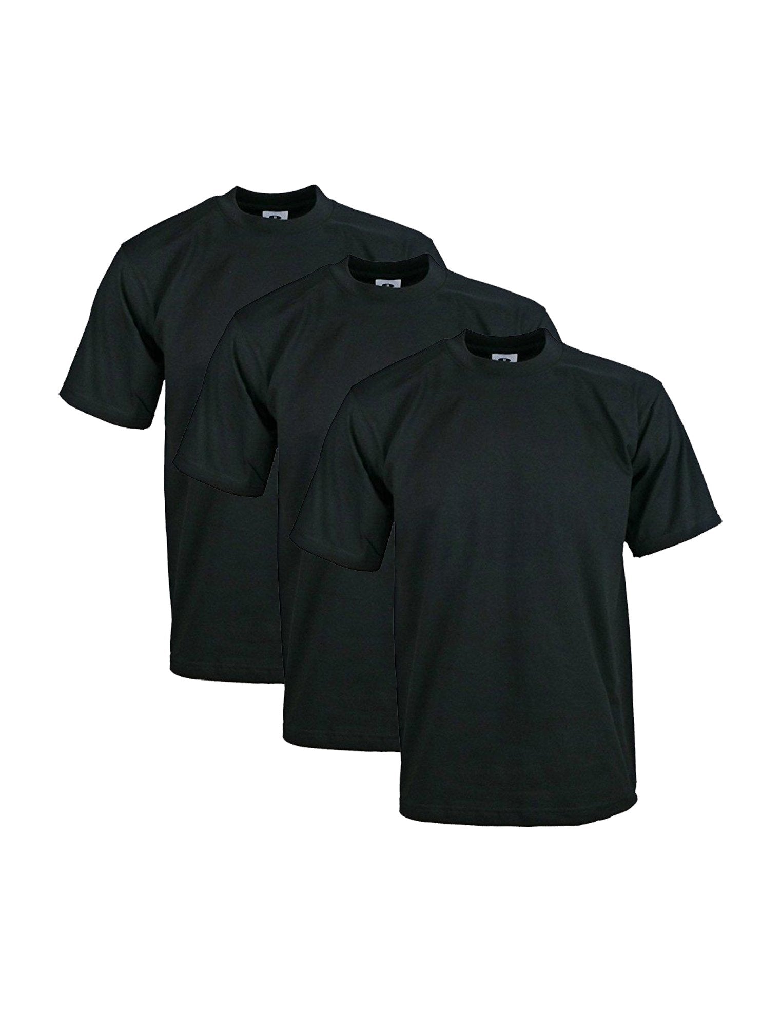 Pro Club Men's 3-Pack Heavyweight Cotton Short Sleeve Crew Neck T-Shirt, Black, 3X-Large