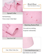 Alex Vando Womens Dress Shirts Regular Fit Long Sleeve Stretch Work Shirt,Pink,S