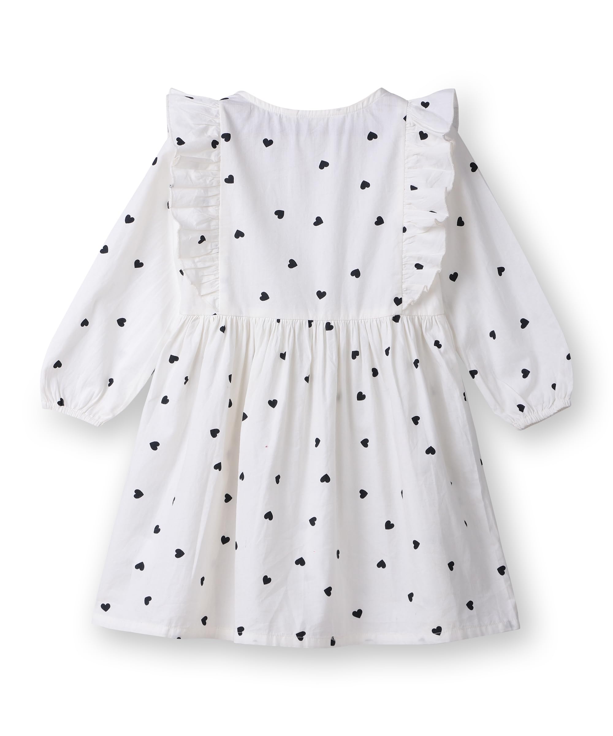 Beebay Kids Girls Button Through Heart Print Dress White
