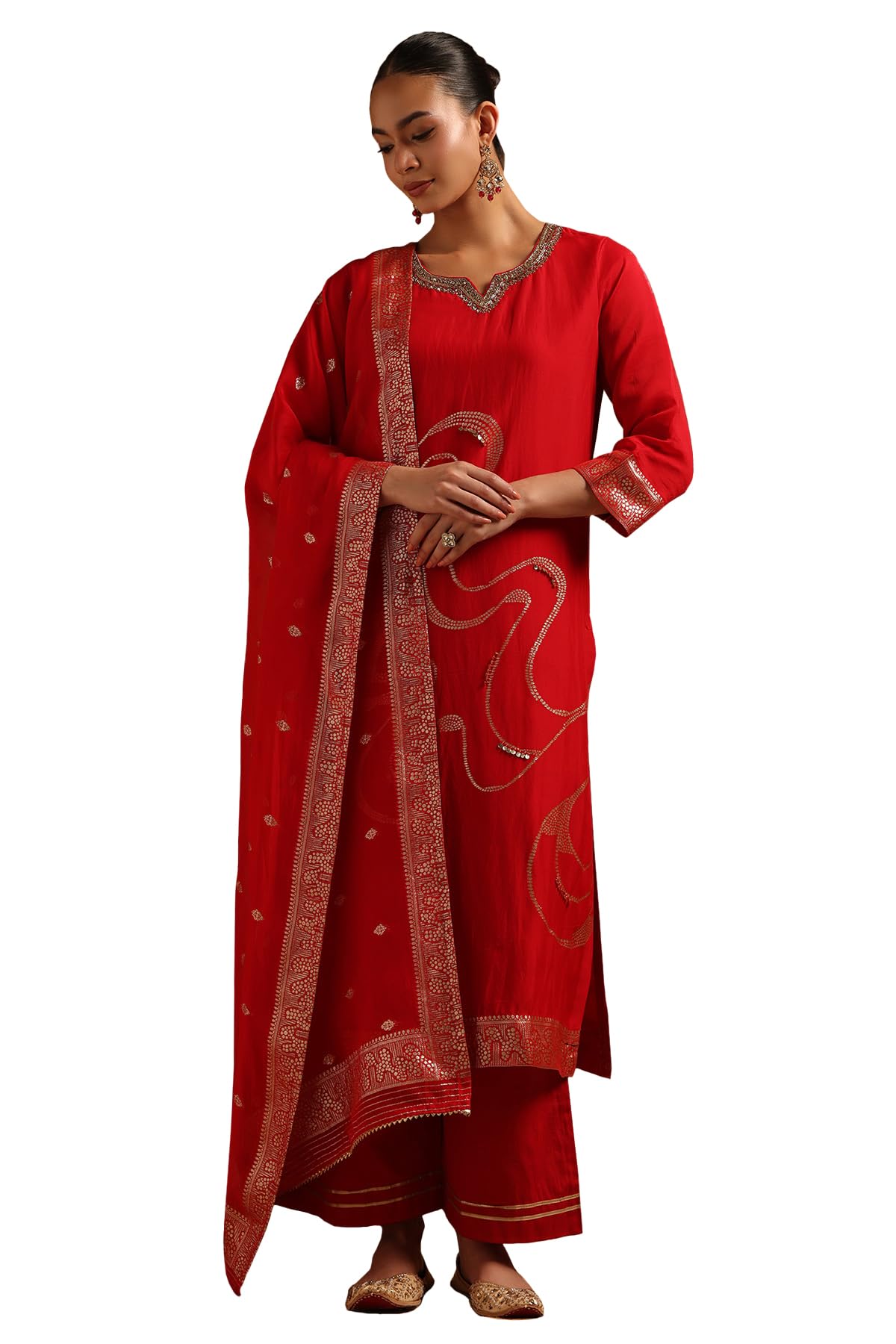 Soch Women Woven Design Suit Set with Zardozi