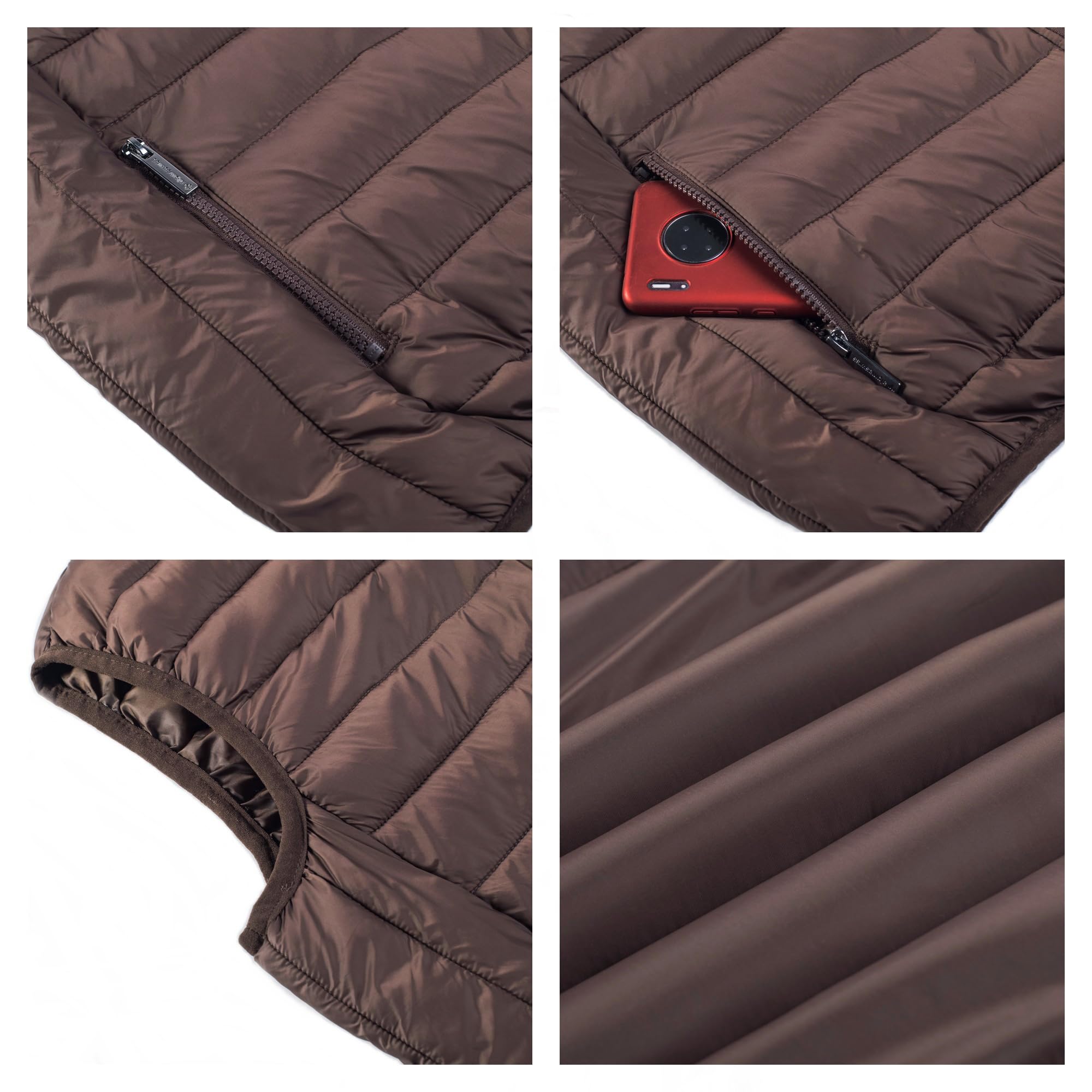 Alpine Swiss Clark Mens Lightweight Down Alternative Vest Jacket Brown Small