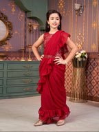 Aarika Girls Ethnic Wear Maroon Colour Sequin Embroidery Georgette Lehenga Choli Set With Attached Dupatta-4-9 Years (Lch-Shm-50
