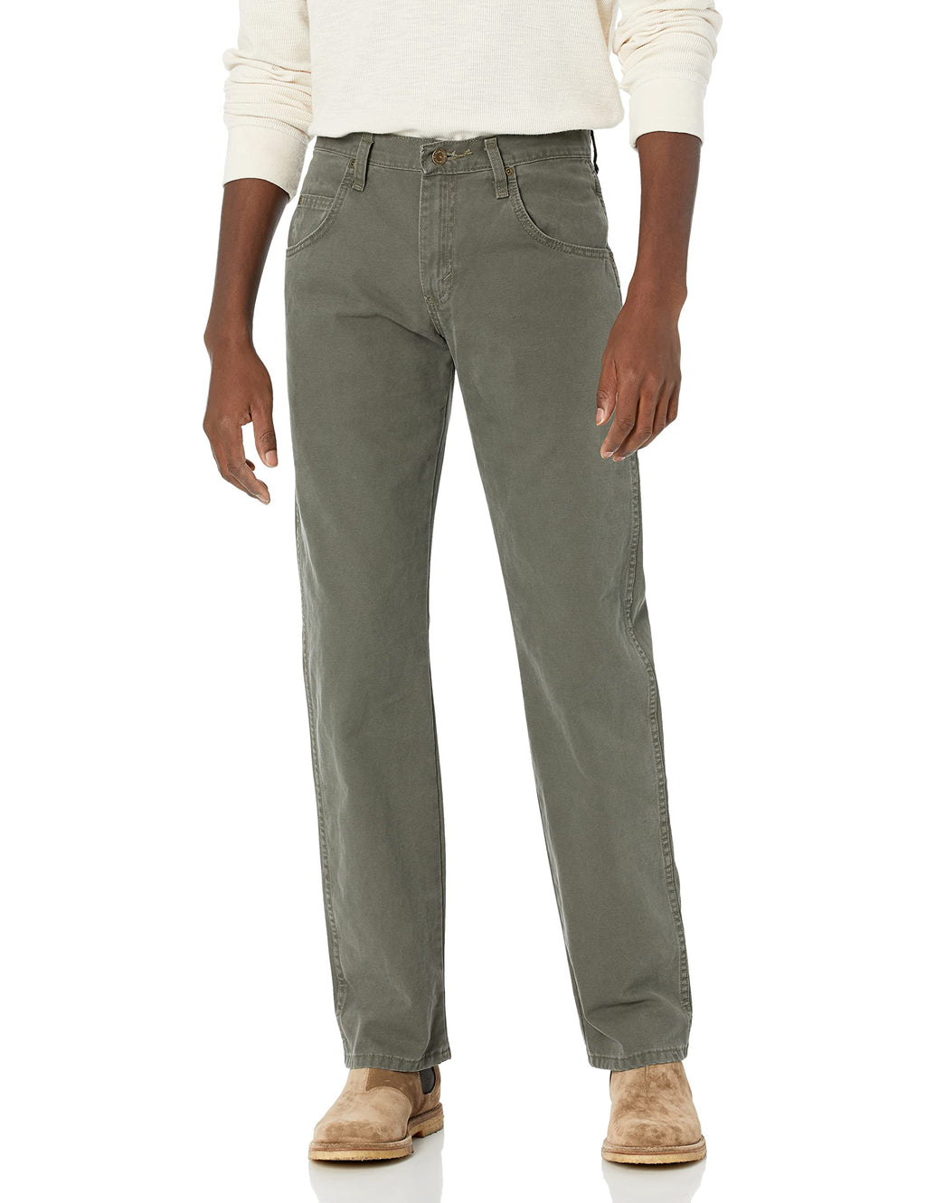 Wrangler Men's Rugged Wear Regular Fit Straight Leg Pant, Moss, 40x32
