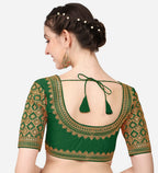 Pujia Mills WomenS Embroidery Handwork Sequence Work Heavy Sleeves Readymade Blouse