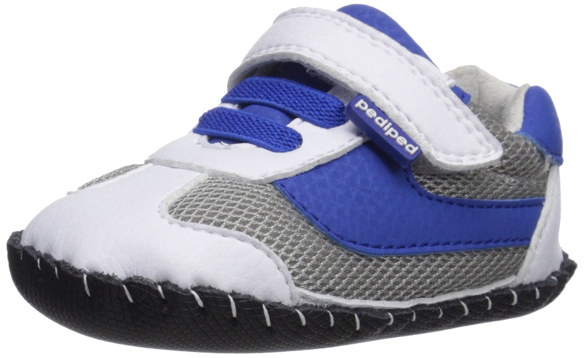 pediped Originals Cliff Sneaker, White/Blue, XSmall (06 Months) 0-6