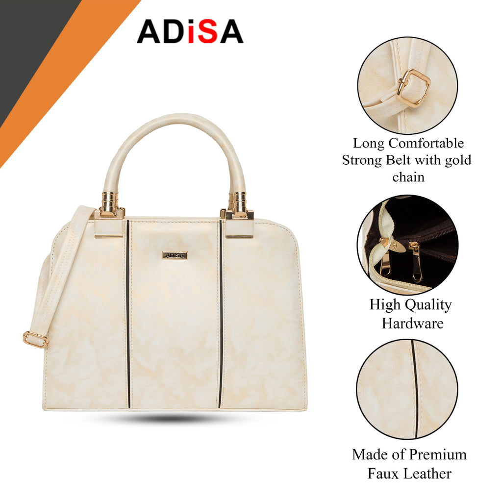 ADISA two tone handbag shoulder bag for women and girls with sling belt