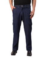 AVANOVA Dark Blue Bell-Bottom Men Cargo Jeans II Men Cargo Pants II Denim Cargo for Men II Cotton Pant II Wide Legs II Flap Pock