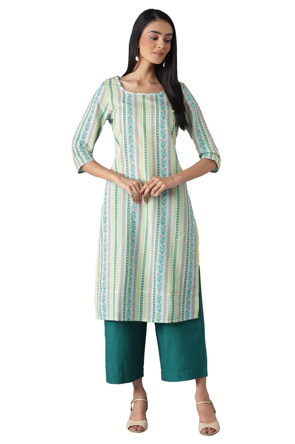 Aurelia Womens Polyester Kurta & Cullote (22FEAS13090-503741_Green_L)