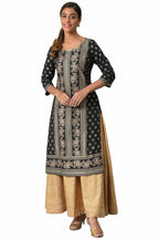 Aurelia Black Geometric Printed Printed Regular Kurta With Sequins