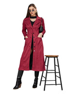 Miss Chase WomenS Solid V-Neck Full Sleeves Patched Pocketed Polyester Button Down Longline Winter Wear Jacket (Mcaw22Jkt03-47-