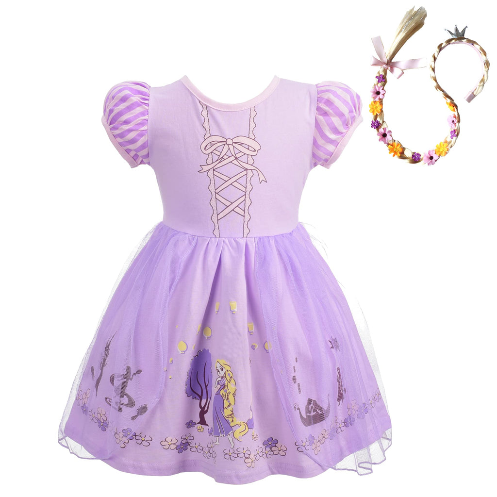 Dressy Daisy Princess Dress Up Clothes Halloween Fancy Party Tulle Skirt Summer Outfit with Braid Hair Hoop for Baby Girls Size 
