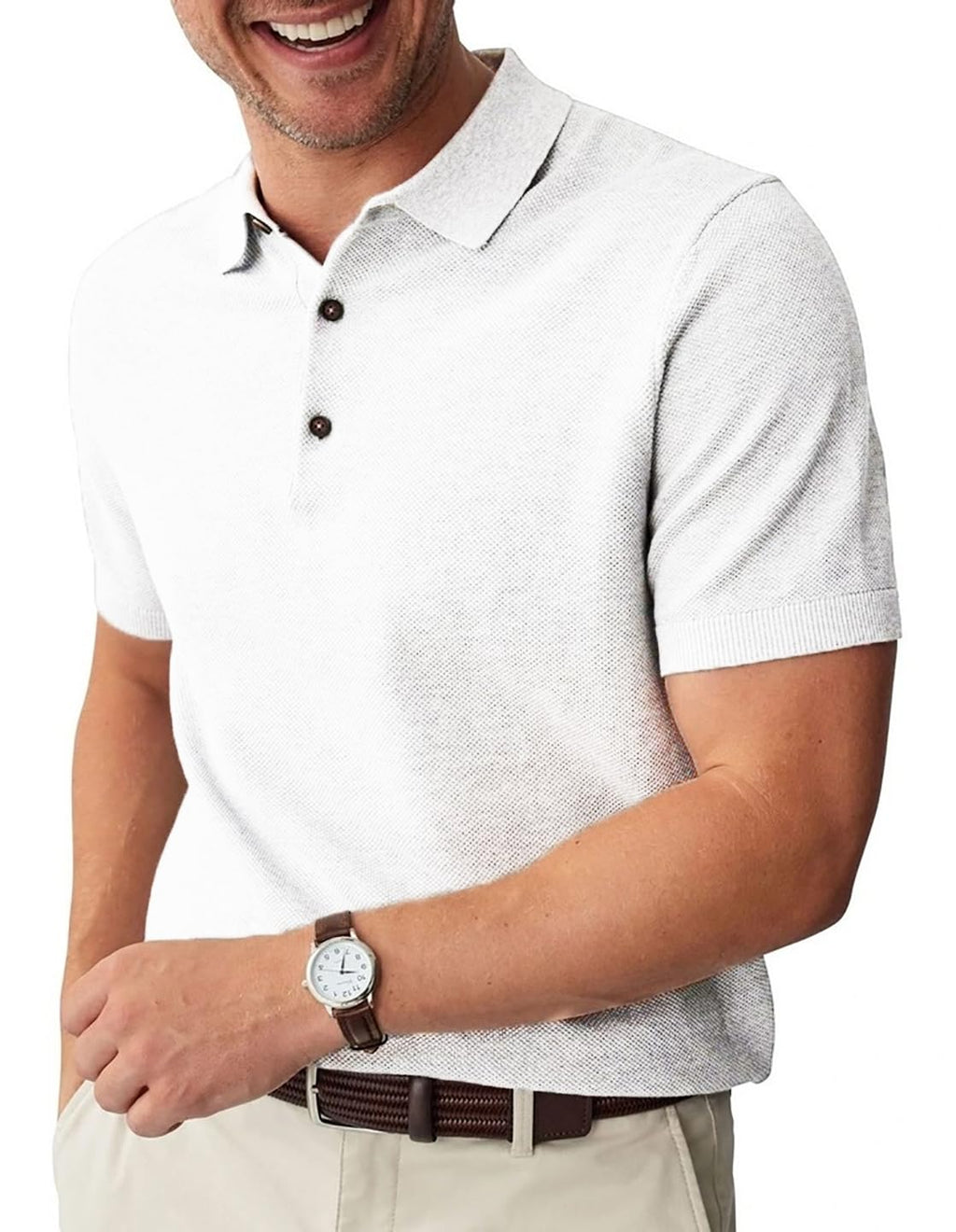 Kotty MenS Polo Neck Cotton Blend T-Shirt Off White