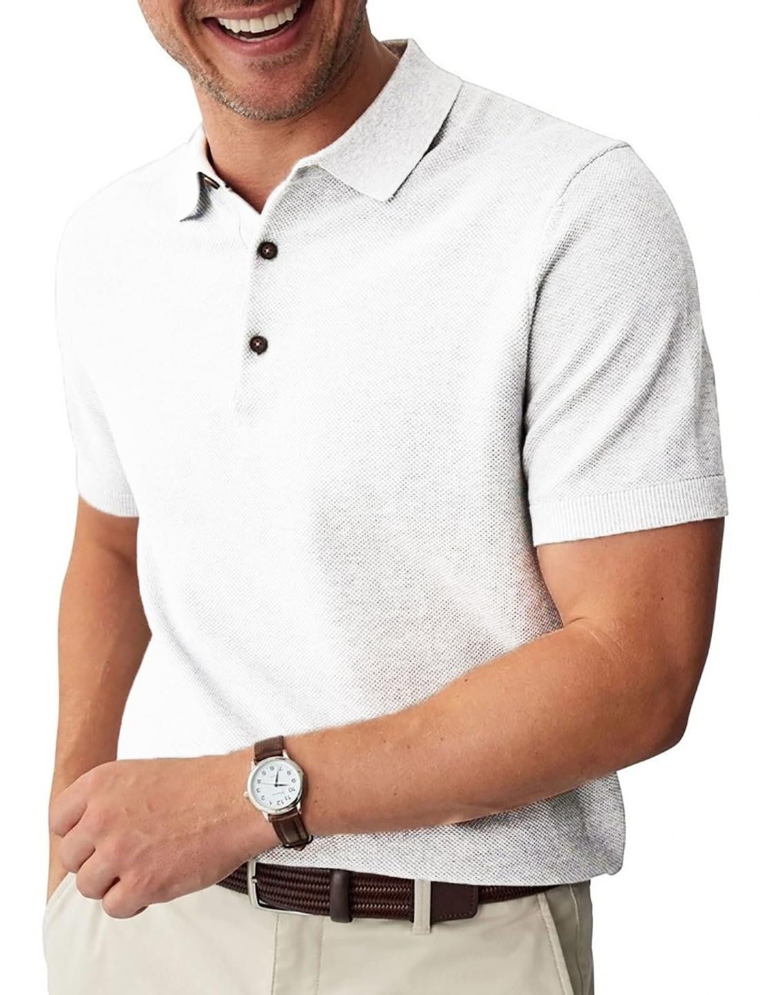 Kotty MenS Polo Neck Cotton Blend T-Shirt Off White