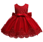 Baby Girl Ball Gown Dress Infant Birthday Party Christmas New Year Dresses Toddler Christmas (Red,6M)