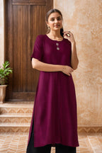 Soch Women Viscose Regular Fit Solid Regular Kurta