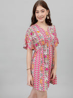 Kotty WomenS Fit And Flare Printed Crepe Multicolor Dress
