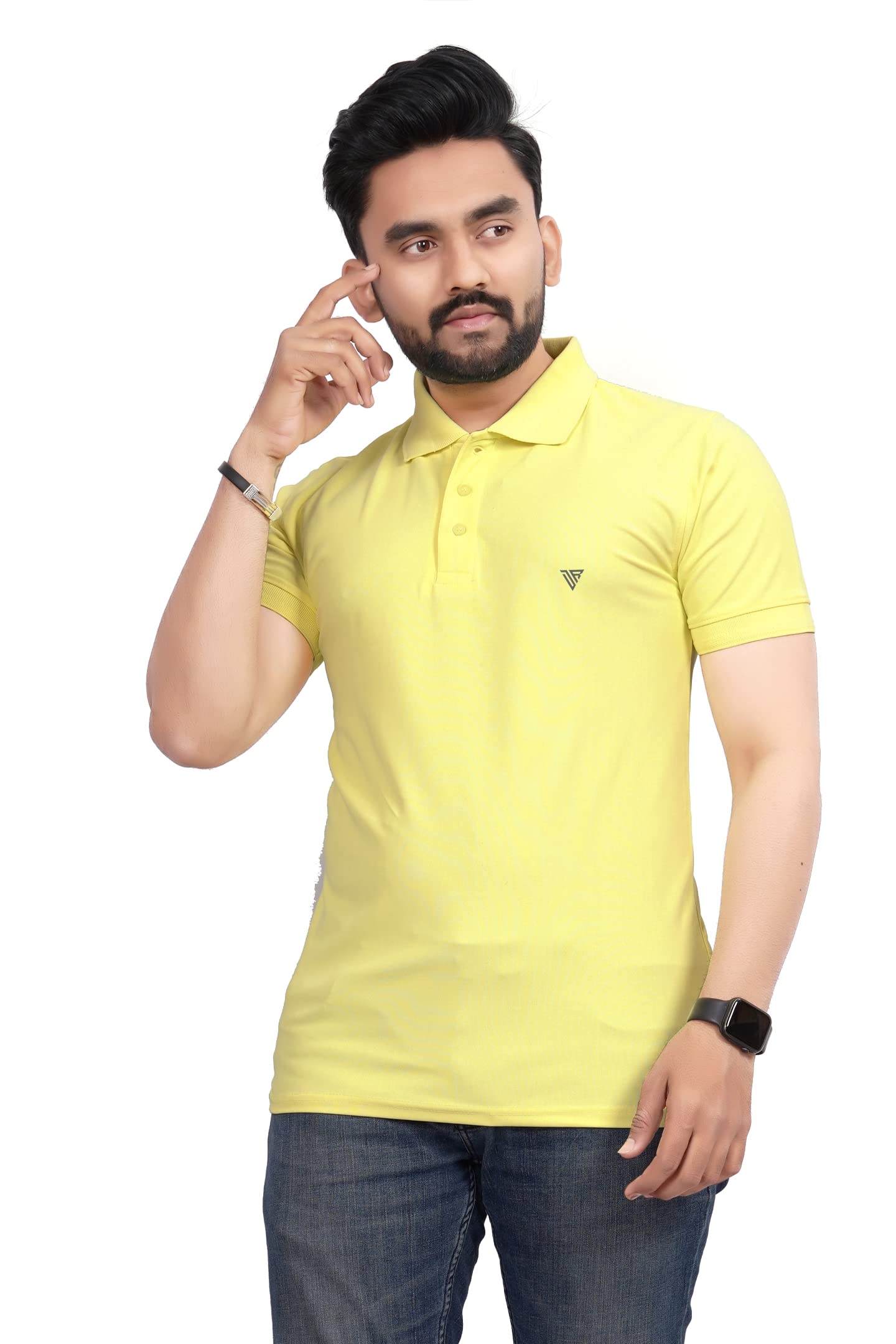 More & More MenS Solid Regular Fit T-Shirt (Bb Polo Tshirt_Lemon