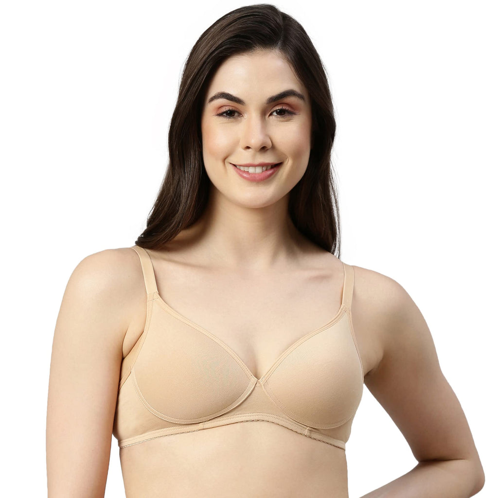 Enamor A039 Perfect Coverage Stretch Cotton T-Shirt Bra - Lightly Padded, Wirefree & Medium Coverage Skin