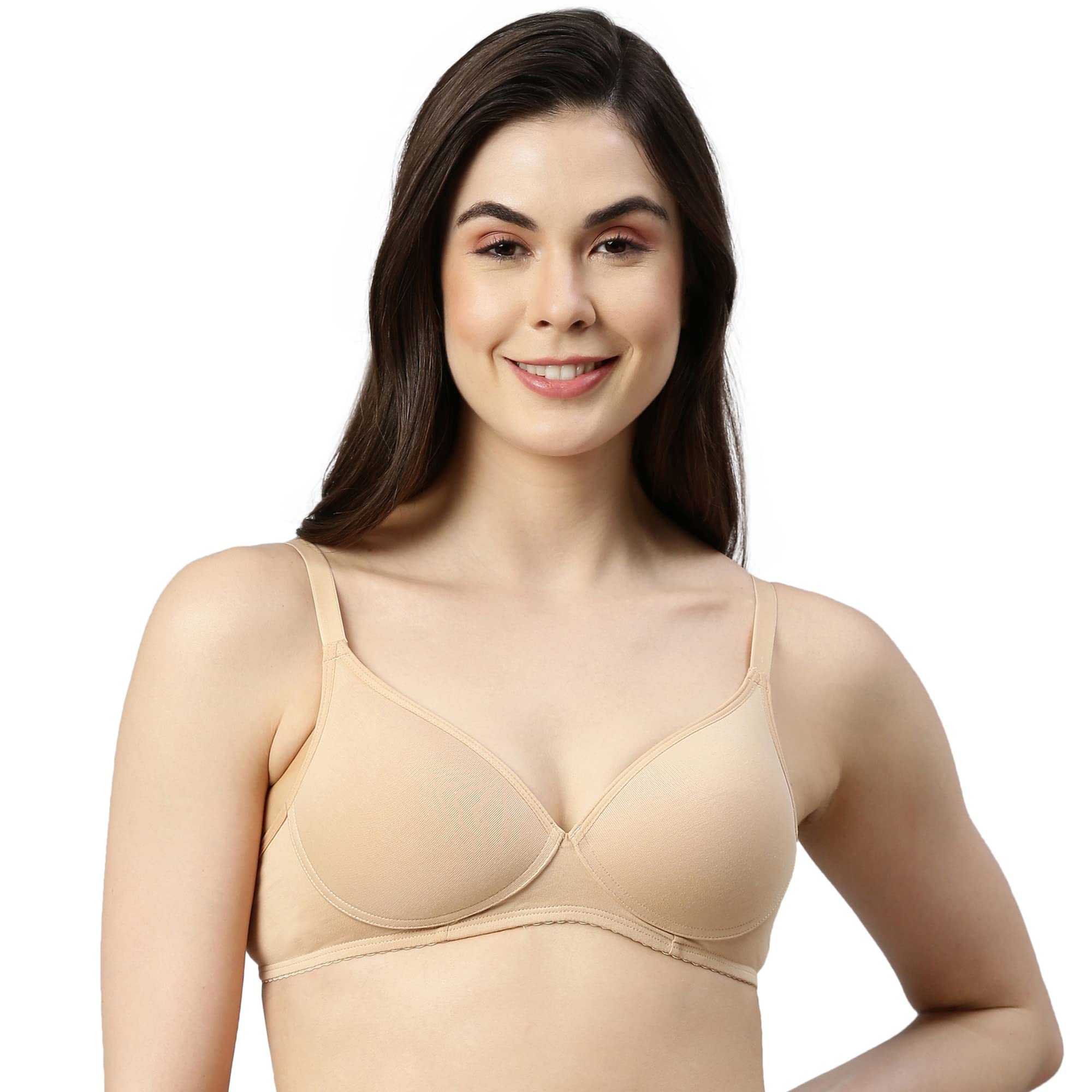 Enamor A039 Perfect Coverage Stretch Cotton T-Shirt Bra - Lightly Padded, Wirefree & Medium Coverage Skin