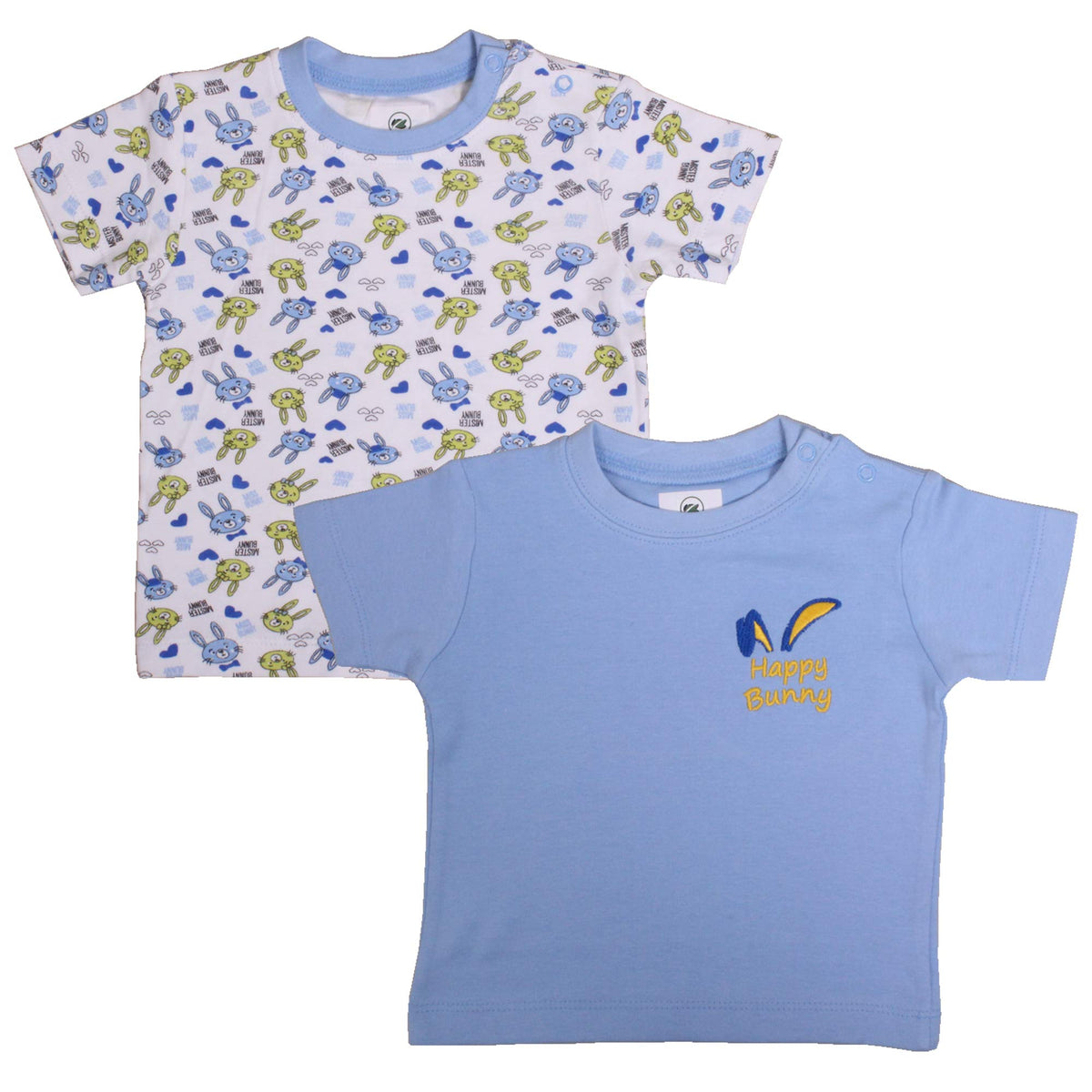 OHMS Soft Cotton Baby TShirts with No Harm Shoulder Buttons(Pack of 2,1824 Months) Blue 18-24