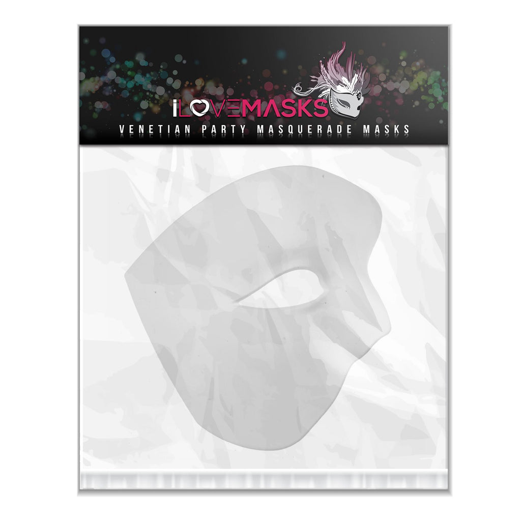 ILOVEMASKS White Half Face Phantom of The Opera Masquerade Venetian Mardi Gras Mask